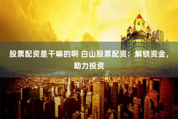 股票配资是干嘛的啊 白山股票配资：解锁资金，助力投资
