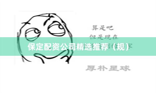 保定配资公司精选推荐（规）